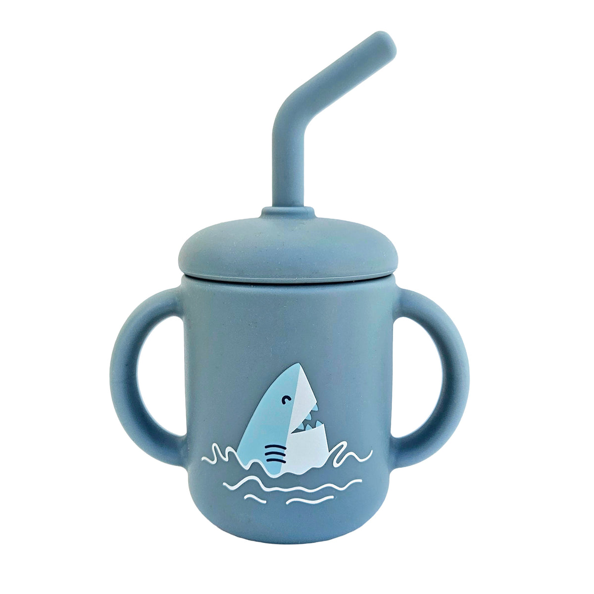 Mugg med sugrör silikon stone blue ocean