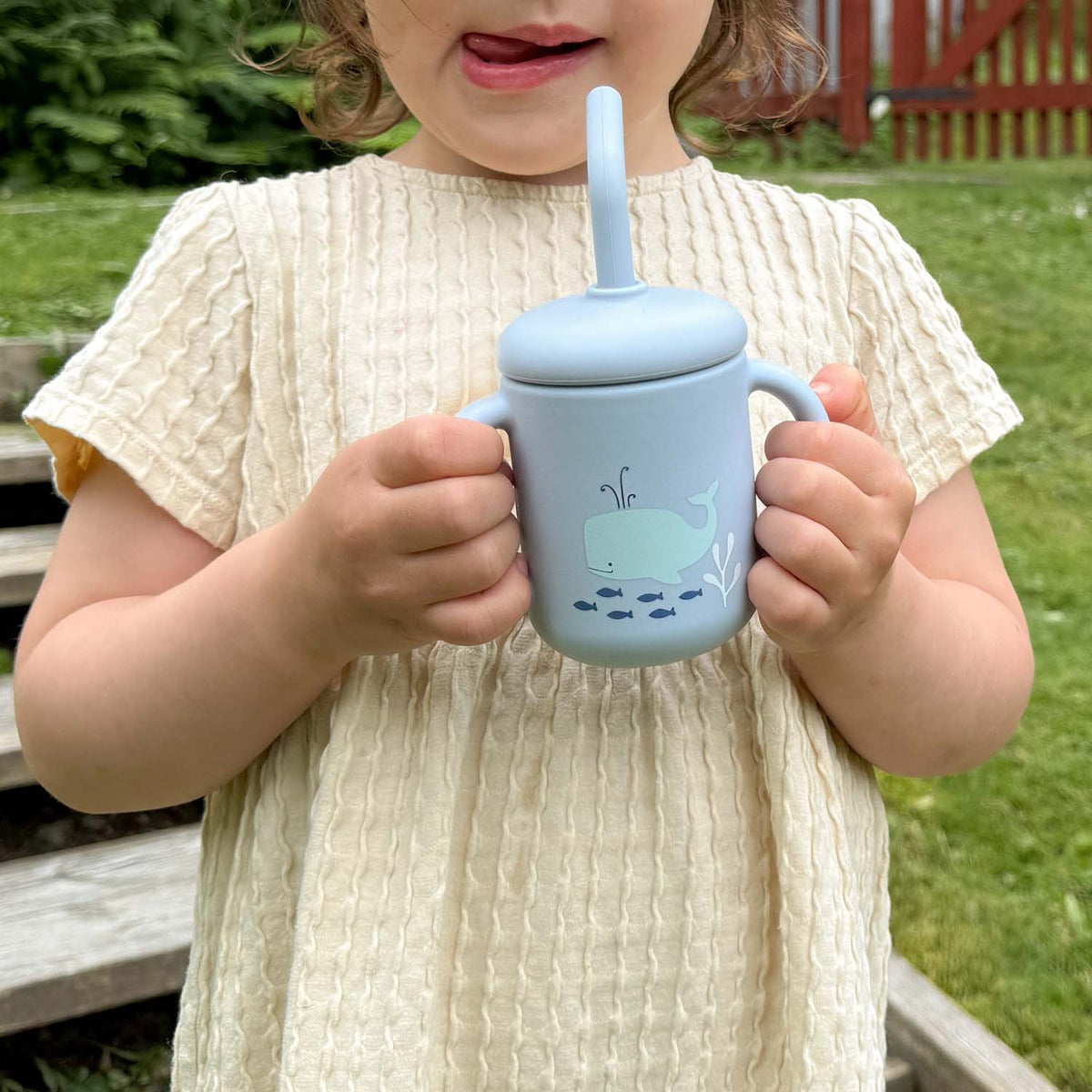 Mugg med sugrör silikon cloud blue ocean