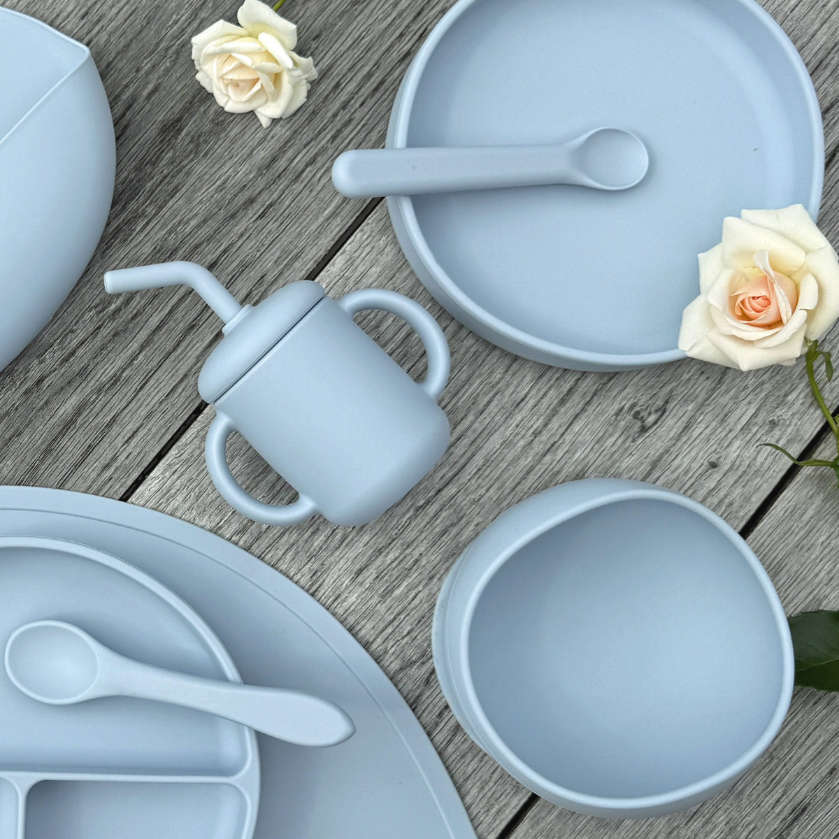 Mugg med sugrör silikon cloud blue