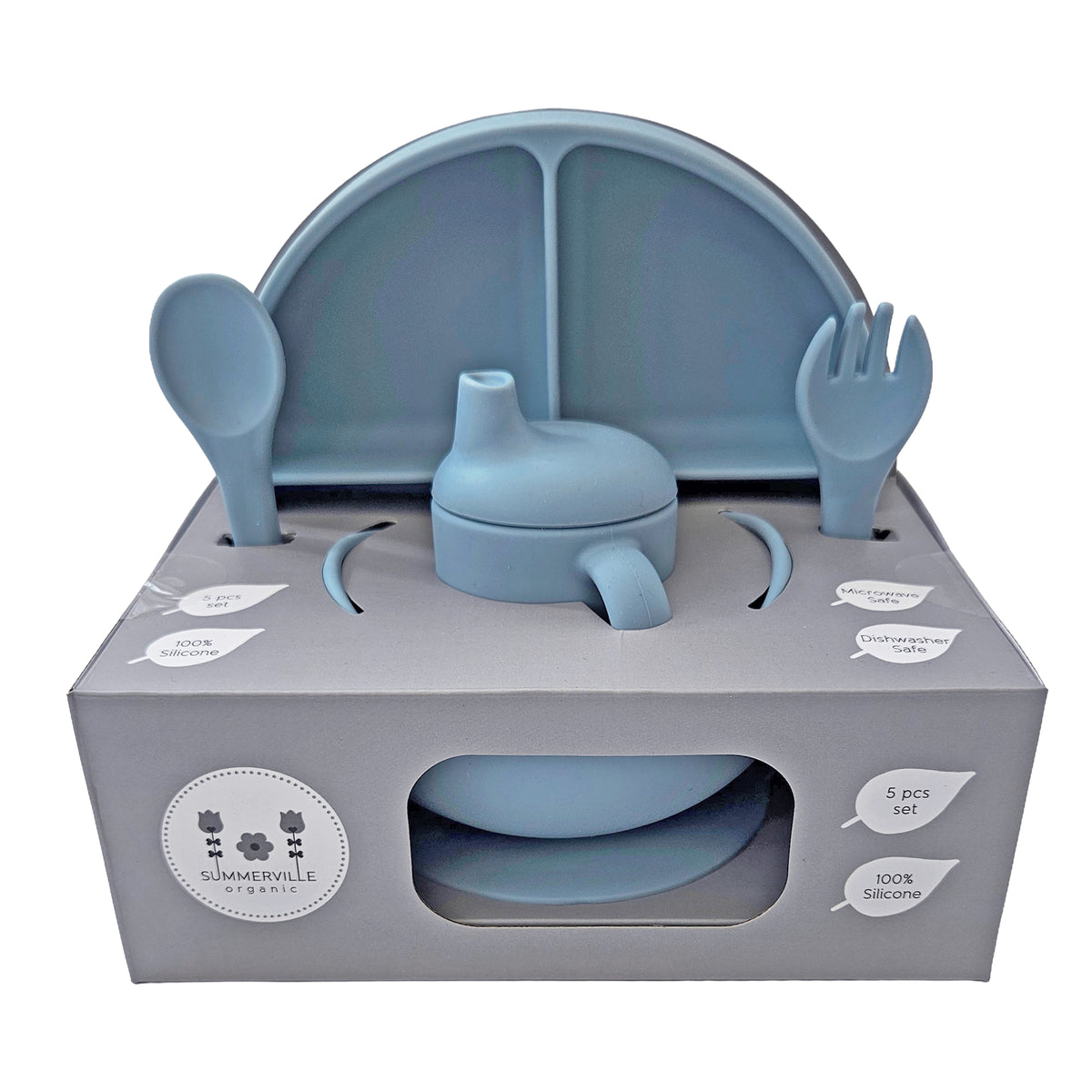 Matset 5 delar silikon stone blue