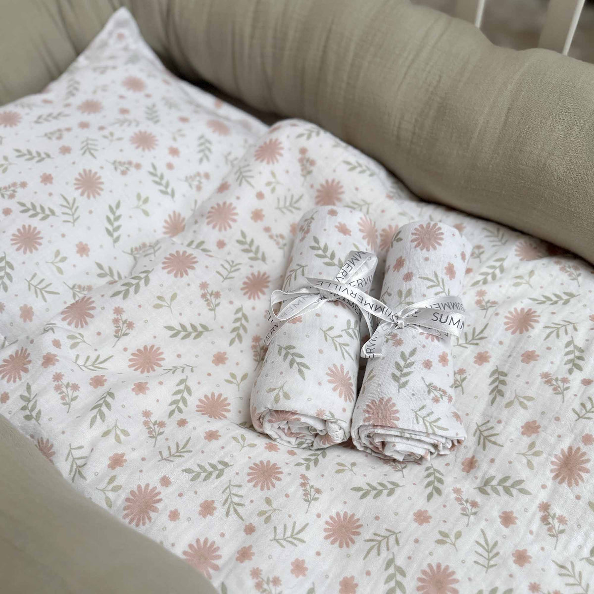 Sengesæt muslin vugge blossom GOTS
