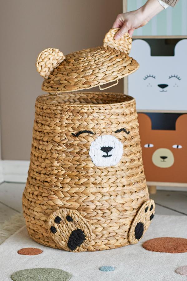 Timone Basket w/Lid, Nature, Water Hyacinth