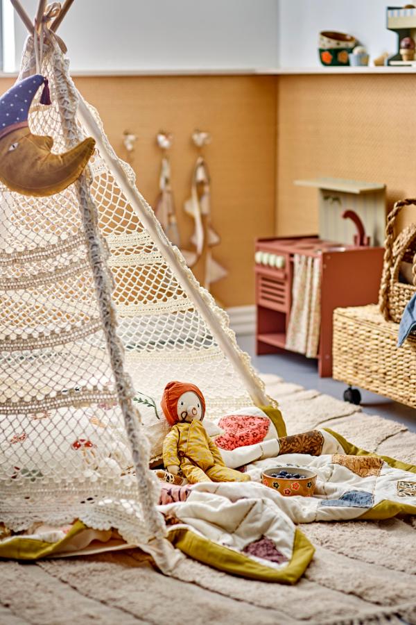 Bloomingville MINI Herle Barntält (Tipi) – Handvirkad i Bomull