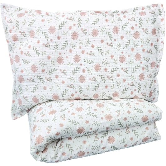 Bäddset muslin spjälsäng blossom GOTS