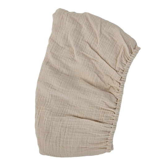 Dra-på-lakan muslin spjälsäng sandshell GOTS