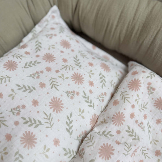 Bäddset muslin spjälsäng blossom GOTS