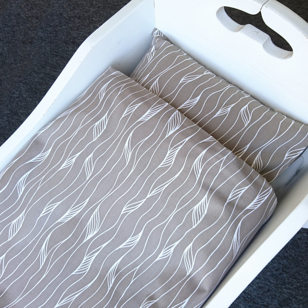 Bassinet bedding set grey twist GOTS