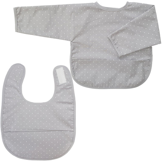 Haklapp + haklapp med ärm silver grey dotty