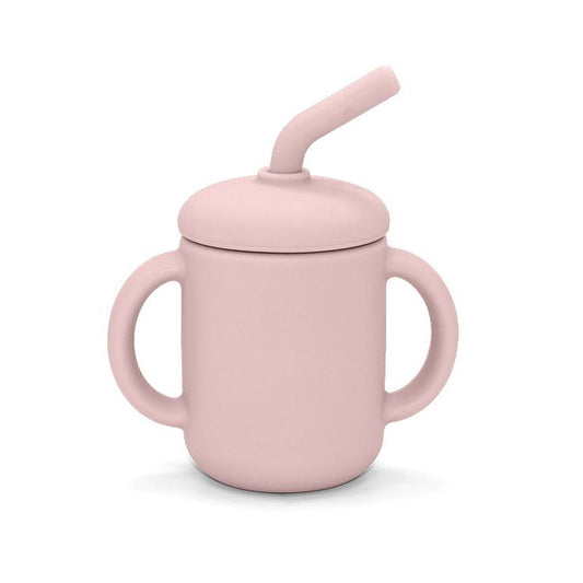 Mugg med sugrör silikon pale mauve