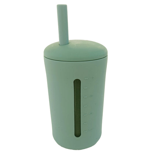 Mugg med sugrör silikon 200 ml cameo green
