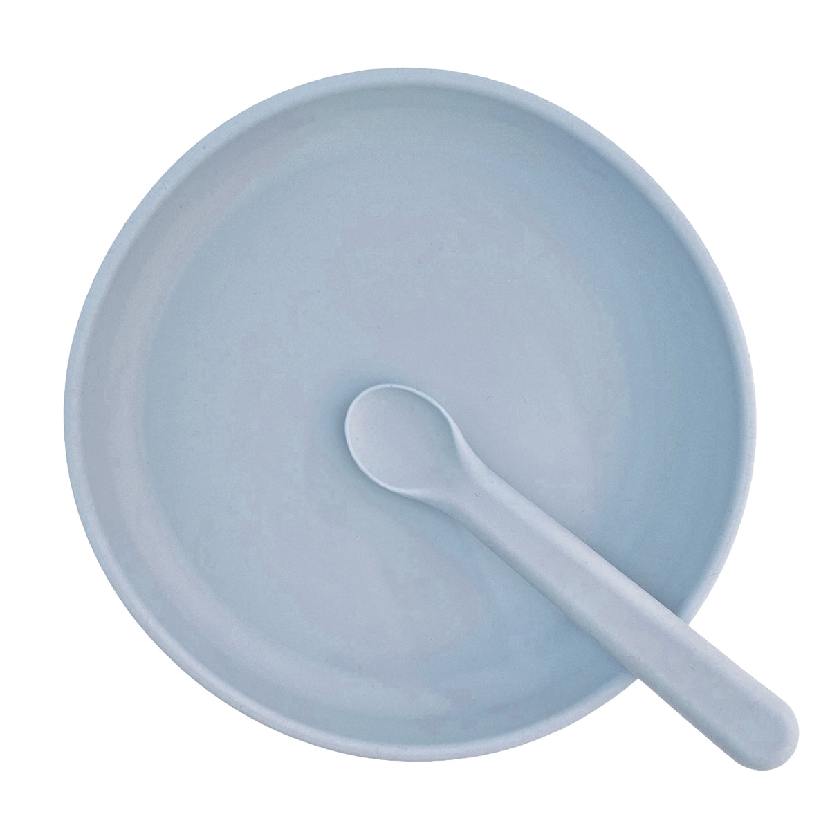 Tallerken og ske silikone cloud blue