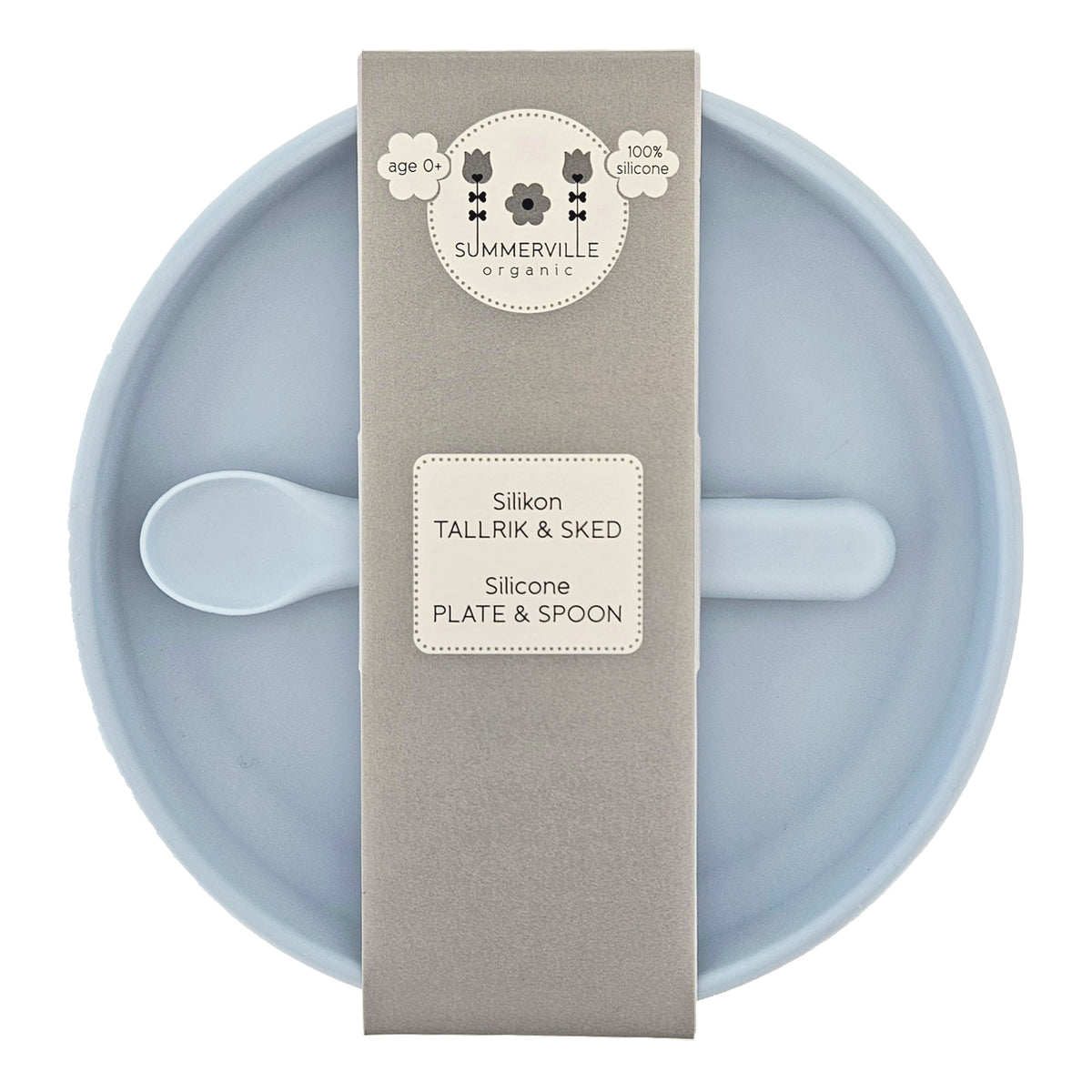 Tallerken og ske silikone cloud blue