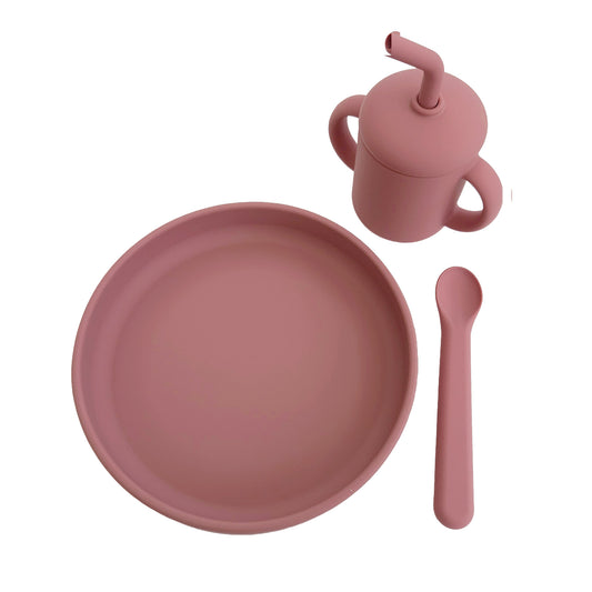 Matset 3 delar silikon dusty rose