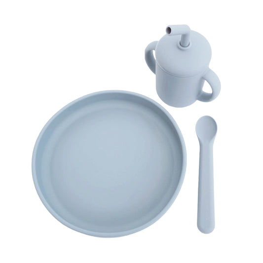 Matset 3 delar silikon cloud blue