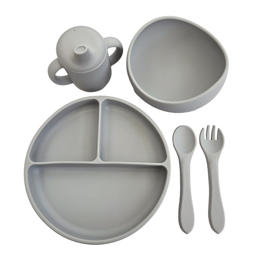 Matset 5 delar silikon silver grey