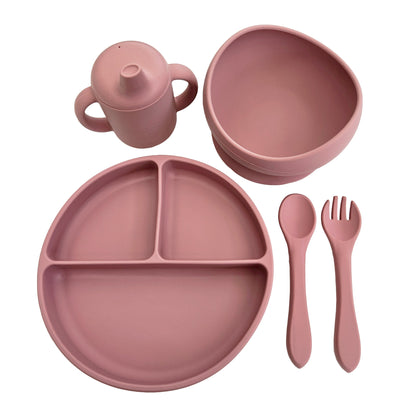 Matset 5 delar silikon dusty rose