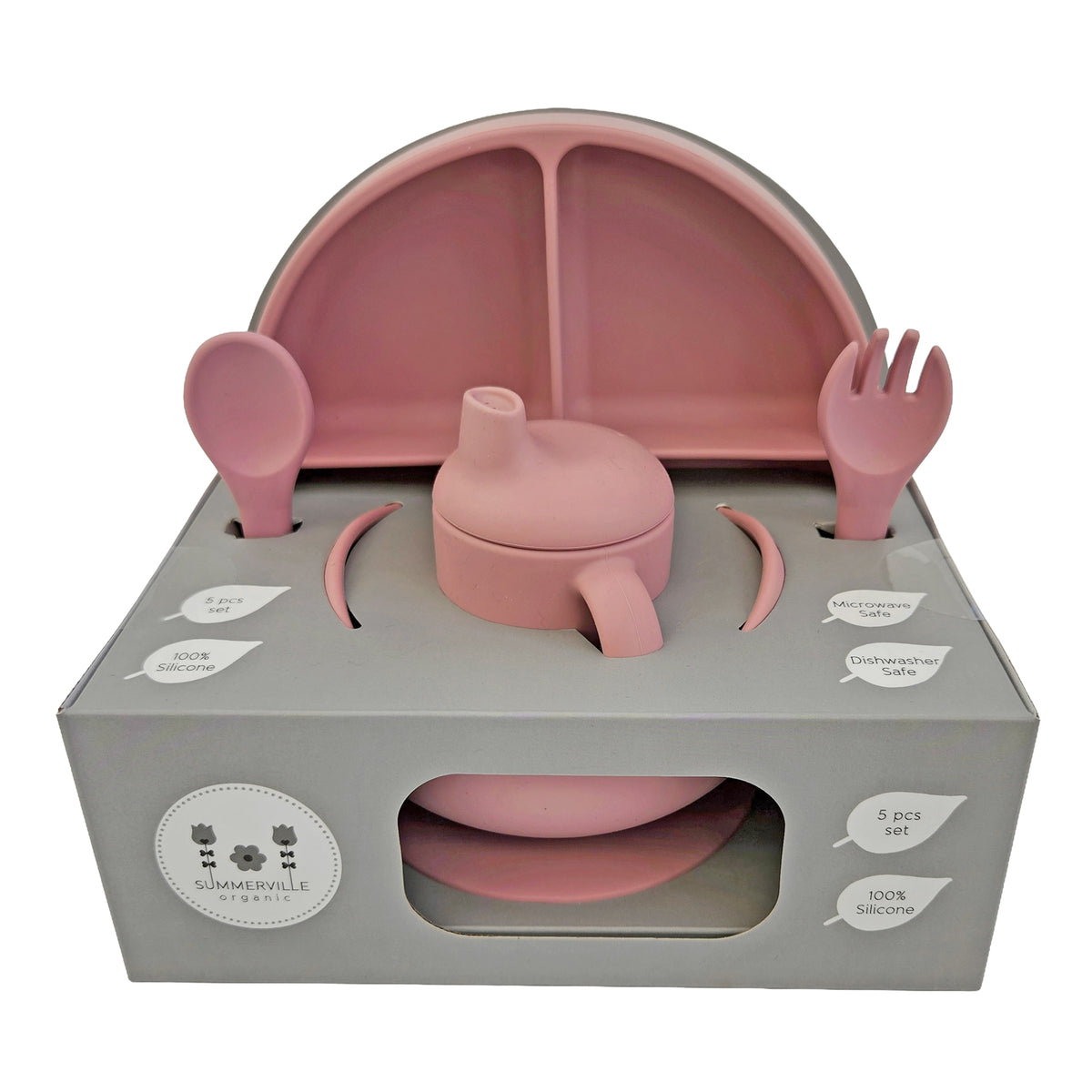 Matset 5 delar silikon dusty rose