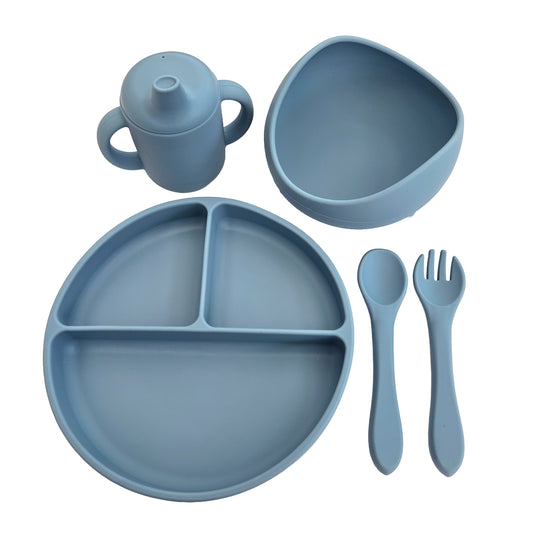 Matset 5 delar silikon stone blue