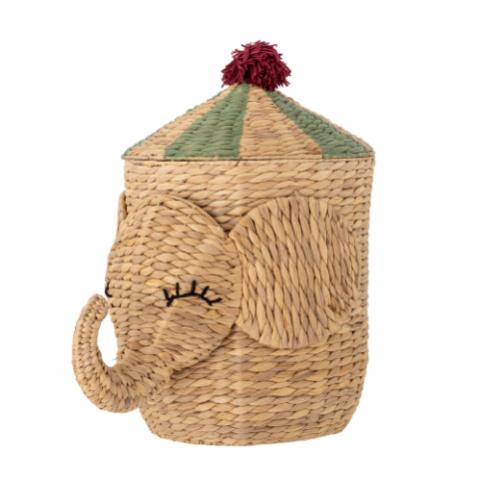 Bobo Basket w/Lid, Nature, Water Hyacinth