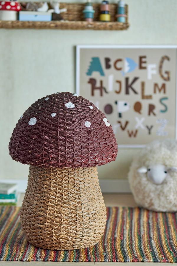 Corintha Basket w/Lid, Red, Seagrass