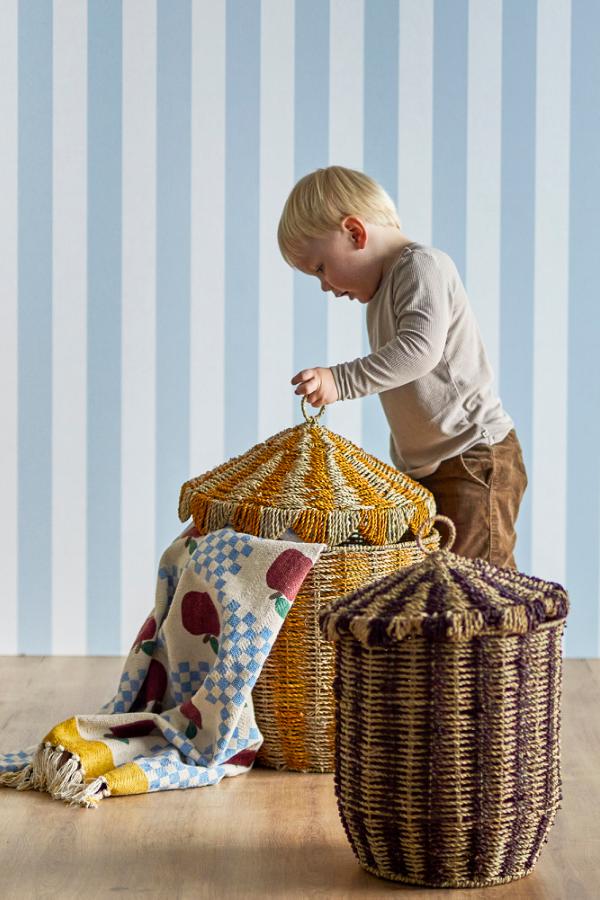 Cikkeline Basket w/Lid, Multi, Seagrass