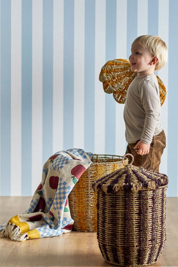 Cikkeline Basket w/Lid, Multi, Seagrass