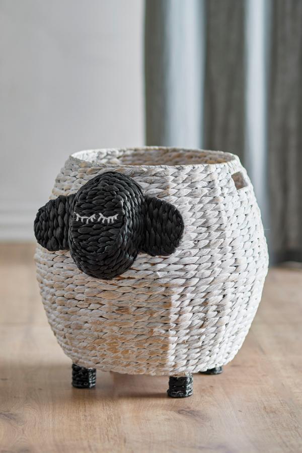 Dolly Basket, White, Water Hyacinth