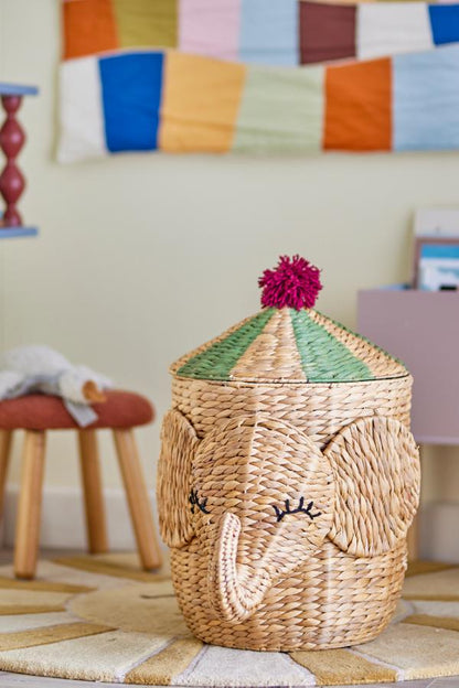 Bobo Basket w/Lid, Nature, Water Hyacinth