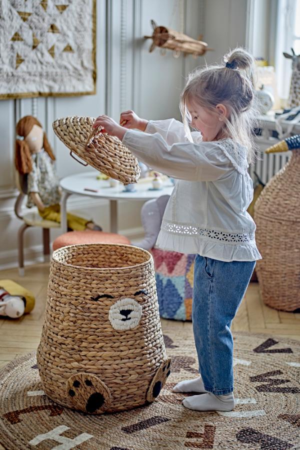 Timone Basket w/Lid, Nature, Water Hyacinth
