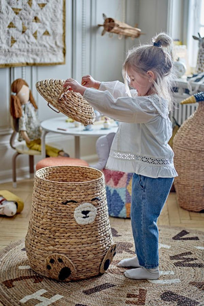 Timone Basket w/Lid, Nature, Water Hyacinth