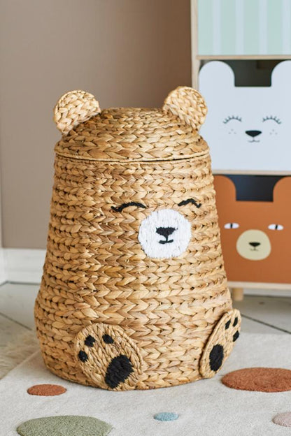 Timone Basket w/Lid, Nature, Water Hyacinth
