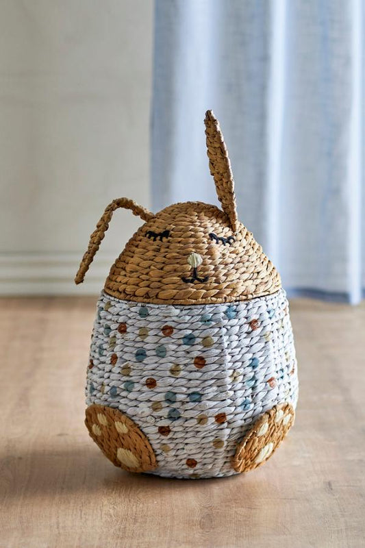 Villja Basket w/Lid, Multi, Water Hyacinth