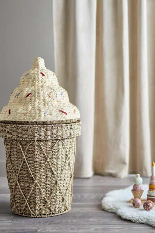Cillie Basket w/Lid, Nature, Seagrass