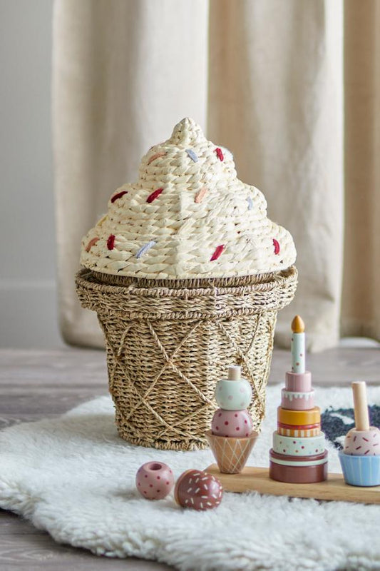 Cillie Basket w/Lid, Nature, Seagrass