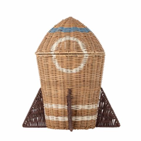 Space Basket w/Lid, Nature, Rattan
