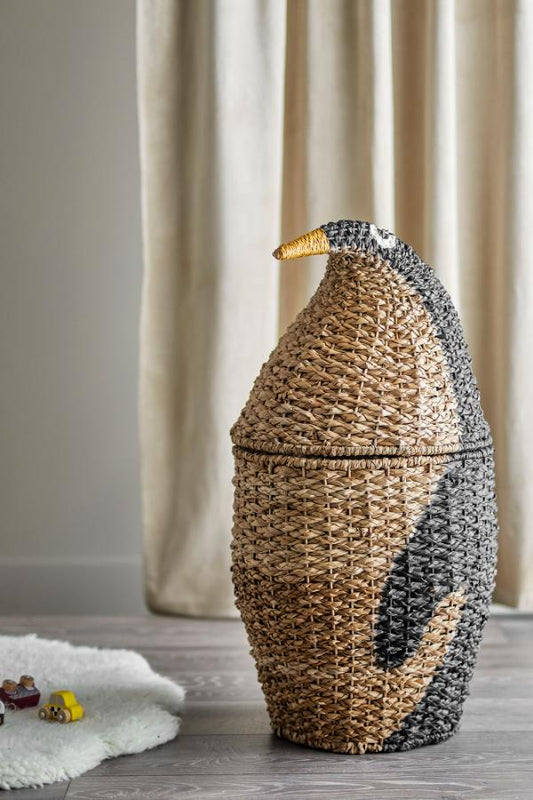 Tazia Basket w/Lid, Black, Bankuan Grass