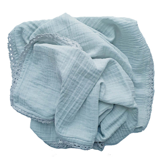 Krinklad filt lace ice blue 120x120 cm GOTS